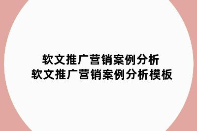 软文推广营销案例分析 软文推广营销案例分析模板